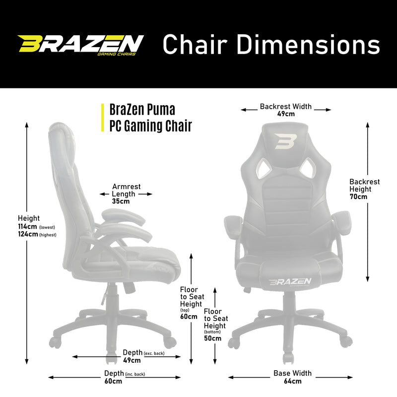 Pre-Loved BraZen Puma PC Gaming Chair - Grey