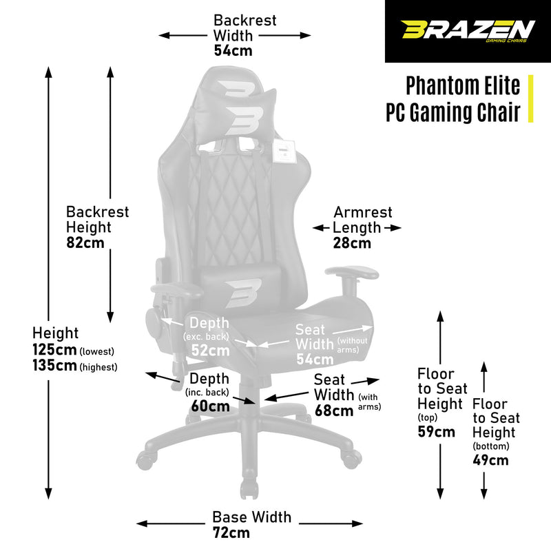 Pre-Loved BraZen Phantom Elite PC Gaming Chair - Yellow