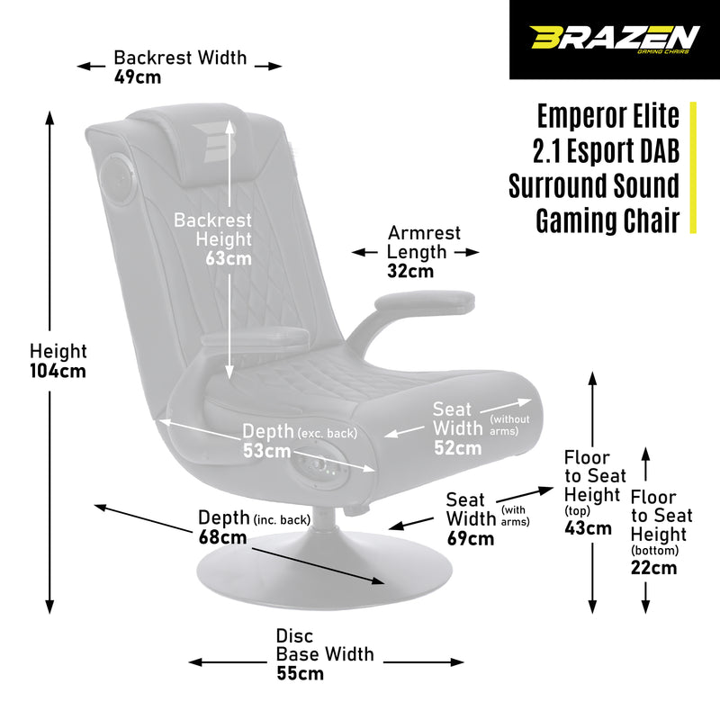 BraZen Emperor XX 2.1 Elite Esports DAB Surround Sound Gaming Chair