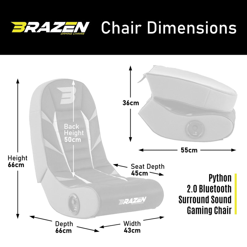 Pre Loved BraZen Python 2.0 Bluetooth Surround Sound Gaming Chair - Grey