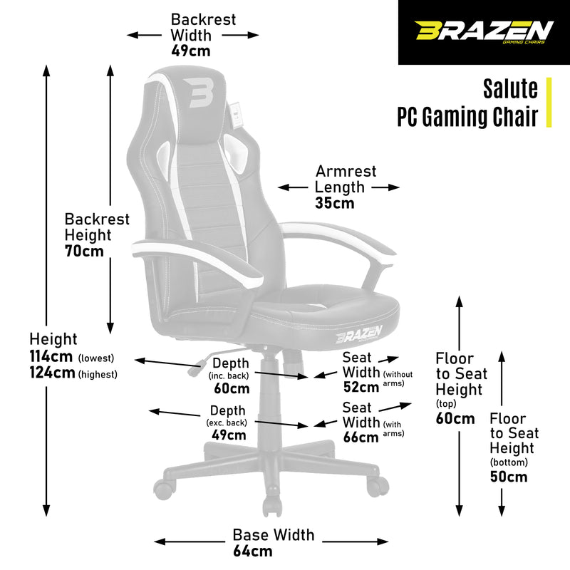 Pre-Loved BraZen Salute PC Gaming Chair PC Gaming Chair - White