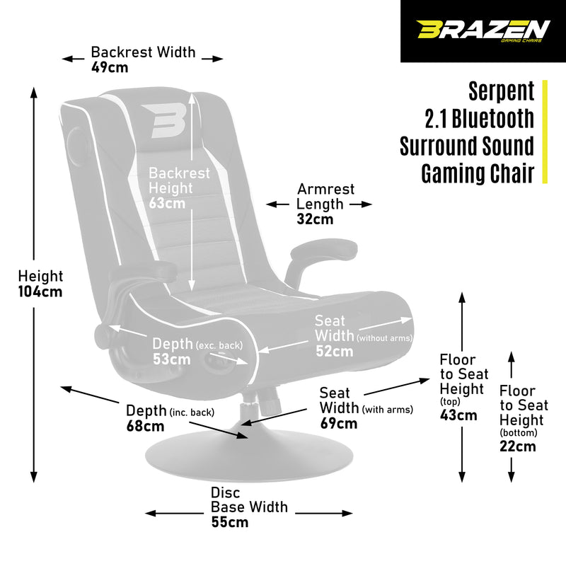 Pre-Loved BraZen Serpent 2.1 Bluetooth Surround Sound Gaming Chair - Pink